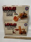Pair of Vintage LOC BLOC Roadmakers Fork Lift & Power Shovel Kits