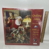 2008 Quilting Santa by Tom Newsom 1000 Piece Jigsaw Puzzle 20” x 27” - Sealed