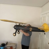 Large Vintage Wooden Model Airplane with 2 Wings