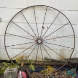Antique 4 Foot Metal Spoke Wagon Wheel