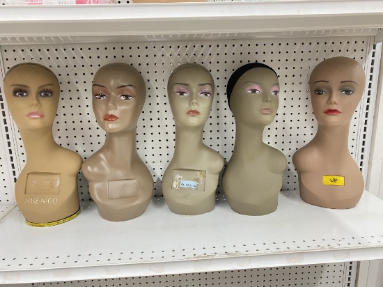 Lot of 5 High Quality Mannequin Heads For Wig or Hat Display
