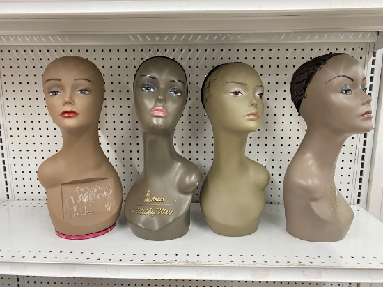 Lot of 4 High Quality Mannequin Heads For Wig or Hat Display