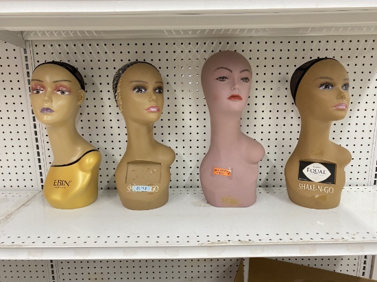 Lot of 4 High Quality Mannequin Heads For Wig or Hat Display