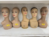 Lot of 5 High Quality Mannequin Heads For Wig or Hat Display