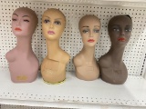 Lot of 4 High Quality Mannequin Heads For Wig or Hat Display