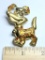 Gold Tone Dog with Yellow and Orange Enamel Inlay