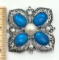 Emmons Floral Blue Stone and Faux Pearl Brooch