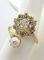 Women’s Masonic Star Gold Tone and Faux Pearl Ring