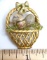 Pretty Gold Tone Egg Basket with Green Beads