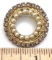 Pretty Vintage Gold Tone Wreath Pin with Purple Stones and Micro Pearls