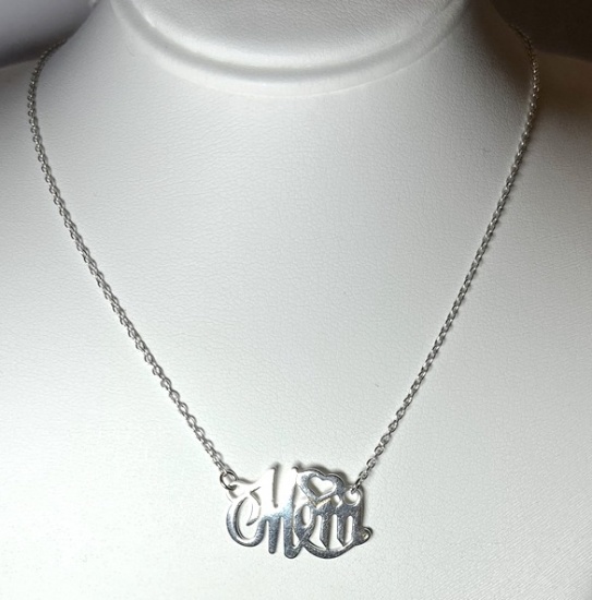 Sterling Silver Mom Pendant and Sterling Chain Necklace