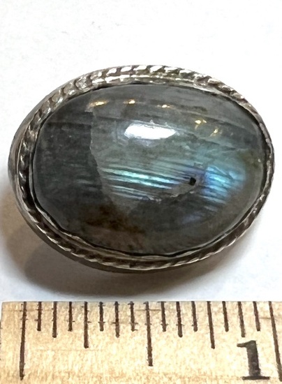 Sterling Silver Clip with Blue/Green Stone
