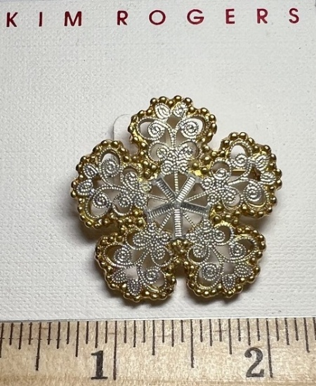 Kim Rogers Gold Toned Snowflake Brooch