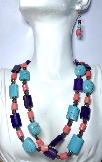 Natural Stone Necklace and Earring Set