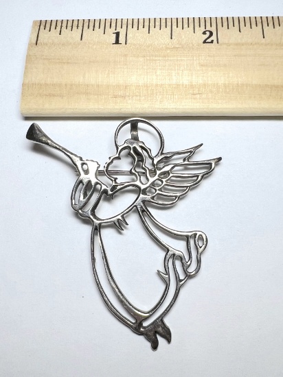 Sterling Silver Angel with Trumpet Pin