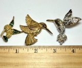 Gold and Silver Toned Hummingbird Miscellaneous Brooch Lot