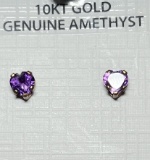 10KT Gold Genuine Amethyst Earrings