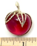 Red Apple Silver Tone Pin