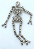 Dangling Skeleton Pin with Clear Stones