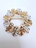 Silver and Gold Tone Sarah Coventry Leaf Wreath Pin