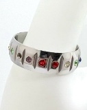 Men’s Spikes Stainless Ring with Multicolored Stones