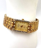 Beautiful Gold Tone Elgin Swiss Watch with Tiny Stones on Sides