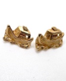 14 KT Gold Boat in Water Earrings