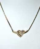 Christian Dior Gold Toned Heart Rhinestone Necklace