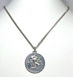Vintage Sterling Silver Libra Lady Justice Pendant with Sterling Chain