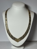 Gold Over Sterling V Shaped Necklace Made in Italy