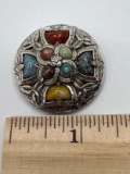 Silver Tone Pin with Multi-Colored Stones