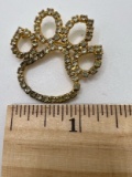 Clemson Paw Print with Clear Stones