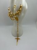 Awesome Gold Tone Rosary Beads in Pouch