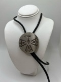 1970 South Western Style Silver Tone Bolo Signed Florenta
