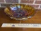 Vintage Indiana Amber Carnival Glass Large Oval Footed Fruit Bowl