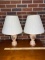 Pair of Vintage Pink Porcelain Vicorian Lamps with Gilt Accent