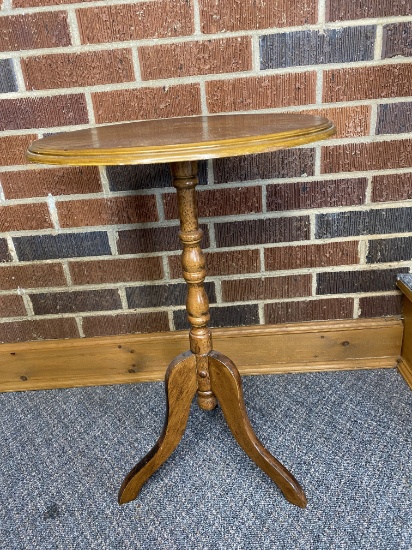 Vintage Round Oak Accent Table