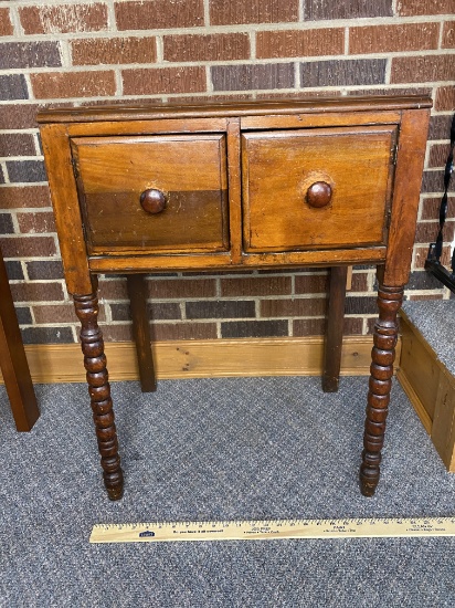 Vintage Wooden Side Table With 2 Doors
