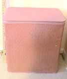 Retro Pink Wicker Laundry Hamper with Misc Linens