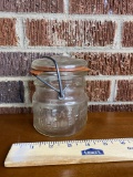 Vintage Glass Atlas Whole Fruit Bail Top Jar with Original Rubber Stopper