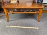 Wooden Coffee Table with Side Metal Leaf Accent