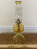Vintage Embossed Amber Glass Oil Lamp