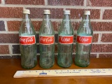 Lot of 4 Vintage Coca Cola Half-Liter Glass Bottles