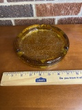 Vintage Amber Glass Ashtray Pebbled Bottom