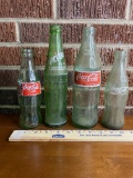 Lot of 4 Vintage Assorted Coca-Cola and Sprite Glass Bottles