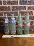 Lot of 4 Vintage Assorted Coca-Cola and Pepsi Glass Bottles