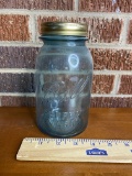 Vintage Blue Tint Ball Perfect Mason Glass Quart Jar