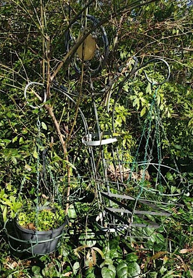 Decorative Shepherds Hanging Basket Yard Art, with Baskets