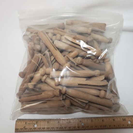Bag Lot of Vintage Wood Clothespins