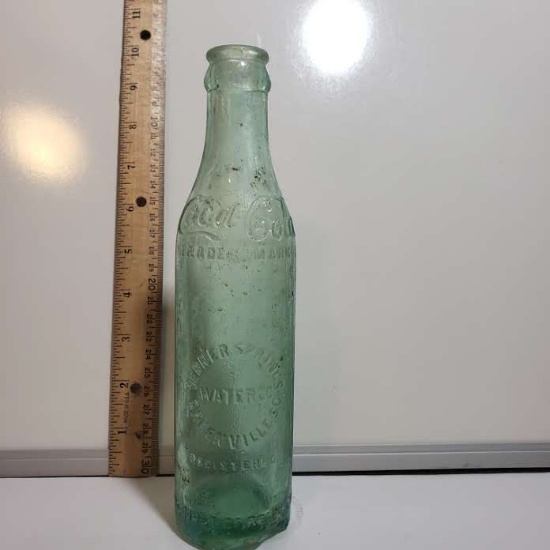 Antique Coca-Cola Green Straight Edge Bottle, Greenville SC